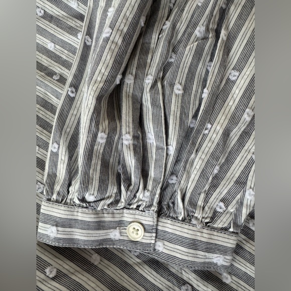 NWT J. Crew plus navy white Striped Button-Up long sleeve 100% cotton Blouse - Picture 5 of 5